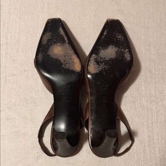 Via Spiga Women’s Italian Made Lizard Embossed Chocolate Slingback Heel Size 8.5 - Picture 10 of 11